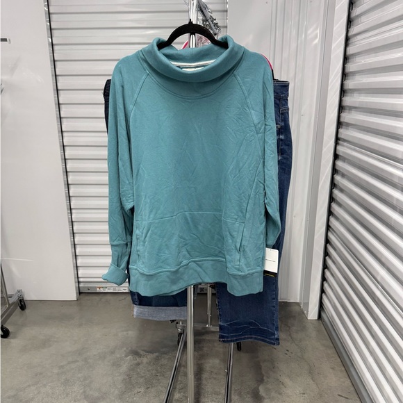 Champion | Cowl Neck Sweatshirt with Kangaroo Pocket in Teal | size XXL - Picture 1 of 4